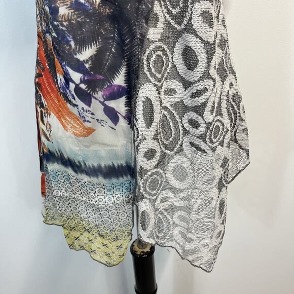 LV Collection Top Tunic size Small Navy Artsy Sheer Mountains Peasant Boutique - Picture 6 of 9